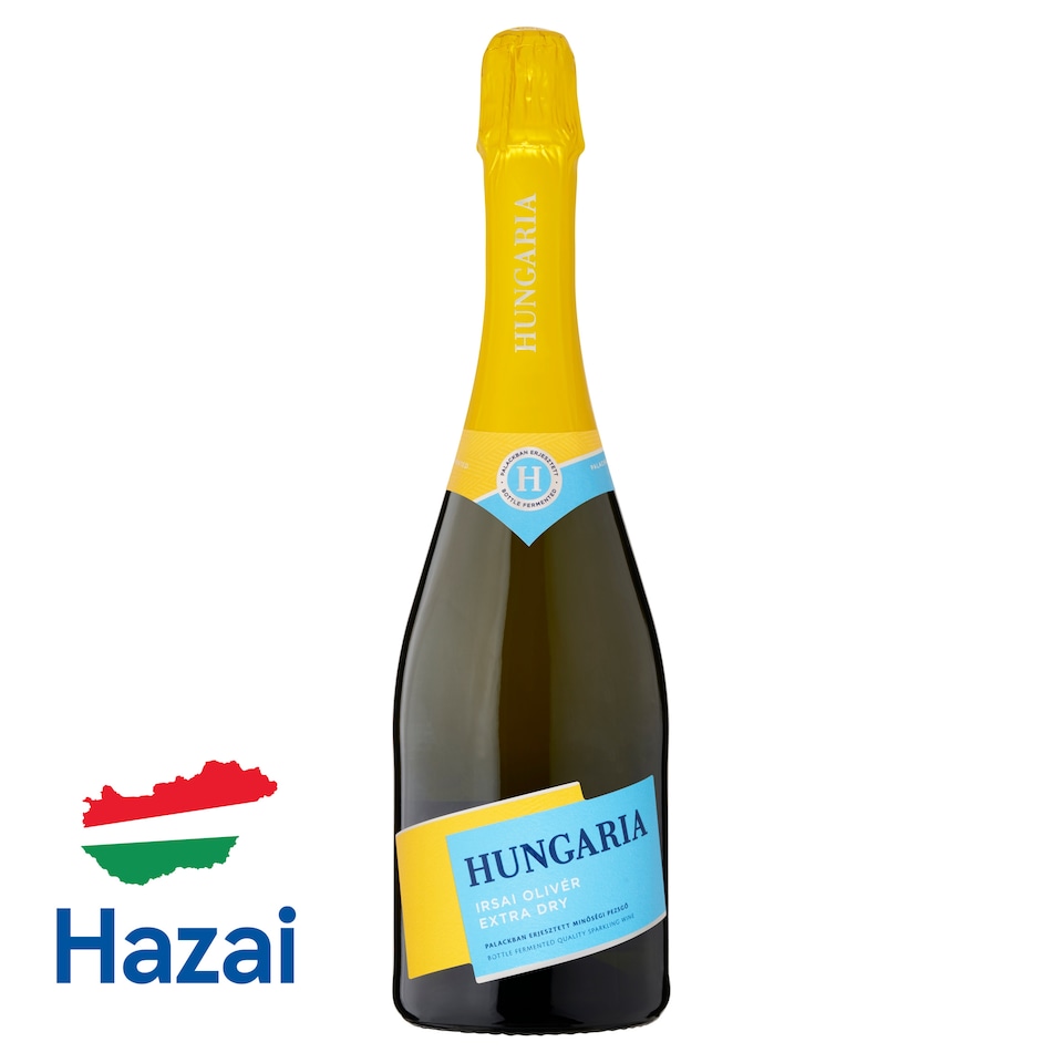 Hungaria Irsai Olivér Extra Dry palackban erjesztett minőségi pezsgő 11,5% 0,75 l