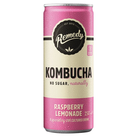Remedy Kombucha Raspberry Lemonade Sugar Free 250Ml Tesco Groceries