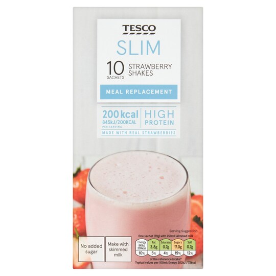 Tesco Slim Strawberry Shakes Meal Replacement 10X29g Tesco Groceries