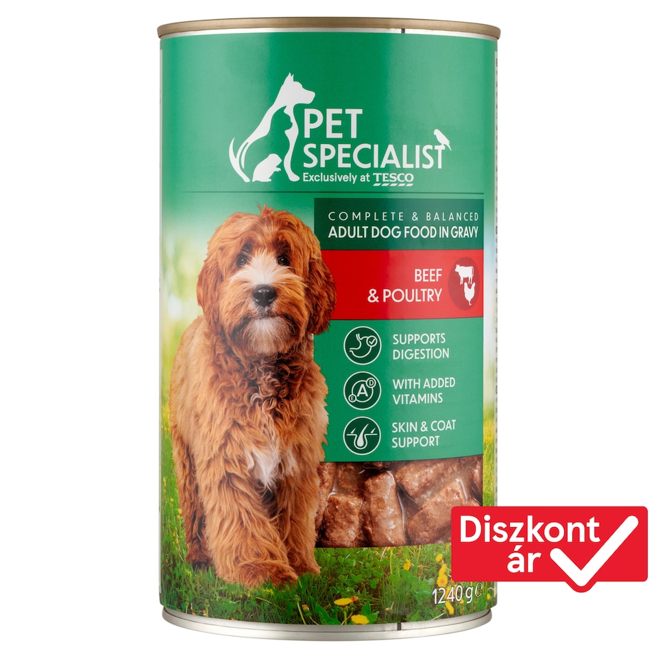 Pet Specialist teljes értékű állateledel felnőtt kutyák számára marhával, baromfival szószban 1240 g