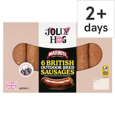 The Jolly Hog Marmite 6 British Outdoor Bred Sausages 400g
