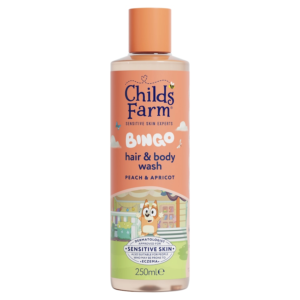 image 1 of Childs Farm and Bingo, Hair & Body Wash, Peach & Apricot 250ml