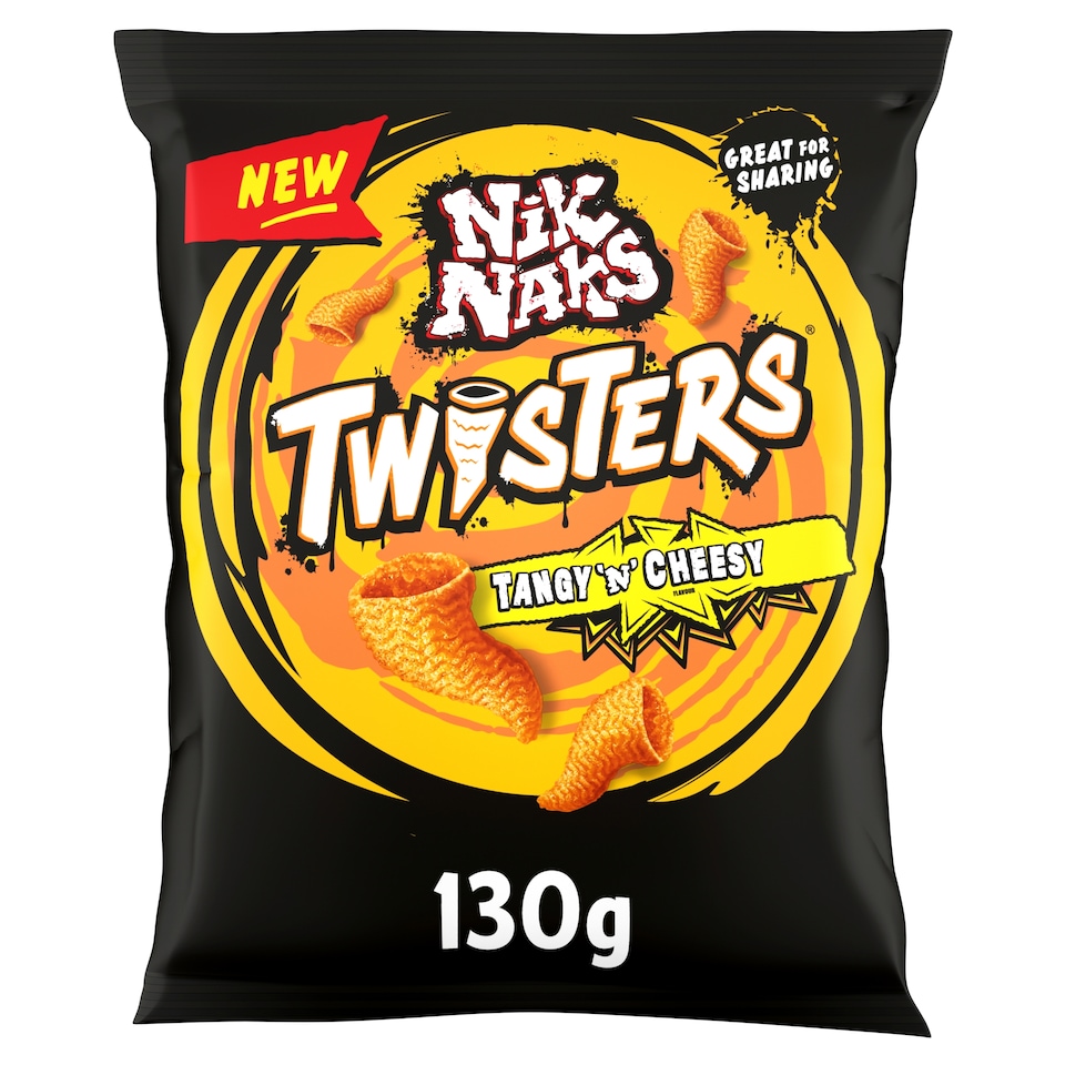 image 1 of Nik Naks Twisters Tangy 'N' Cheesy Sharing Crisps 130g