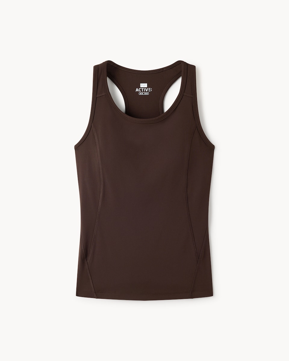 image 1 of F&F Active ULTRAMOVE Racerback Vest in Chocolate