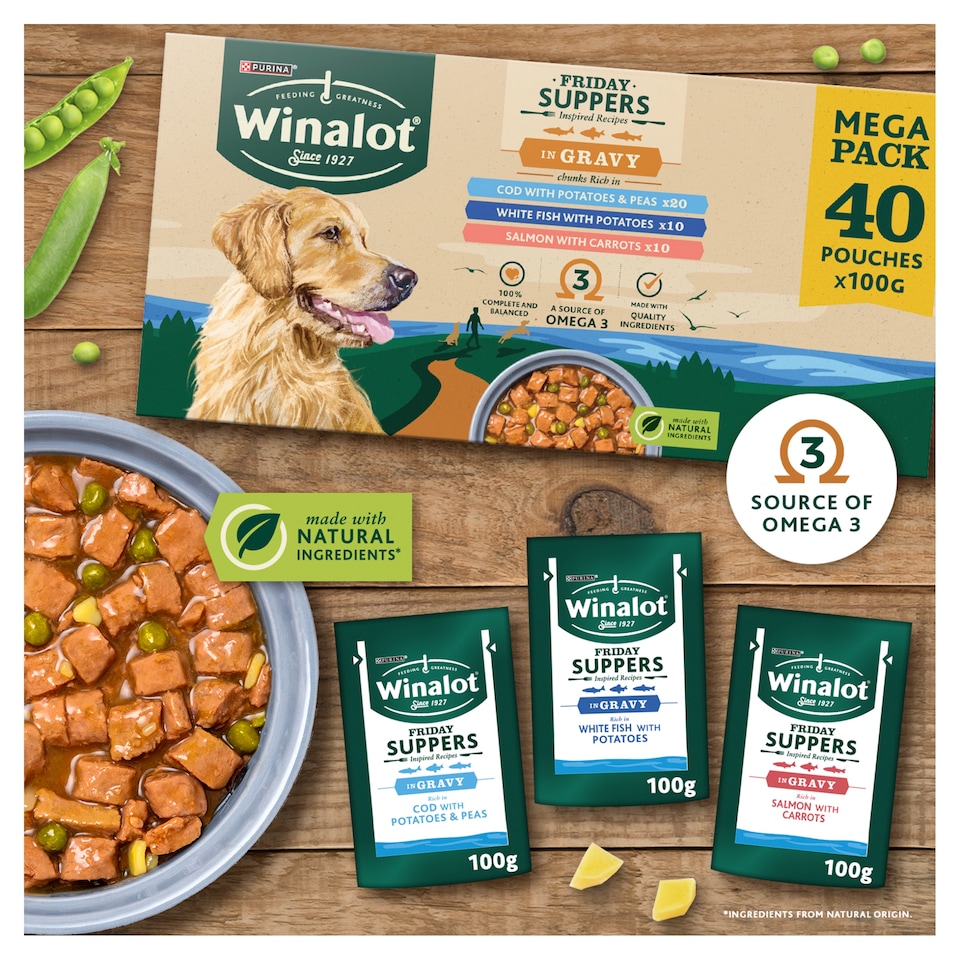 image 1 of WINALOT Friday Suppers Wet Dog Food in Gravy 40x100g