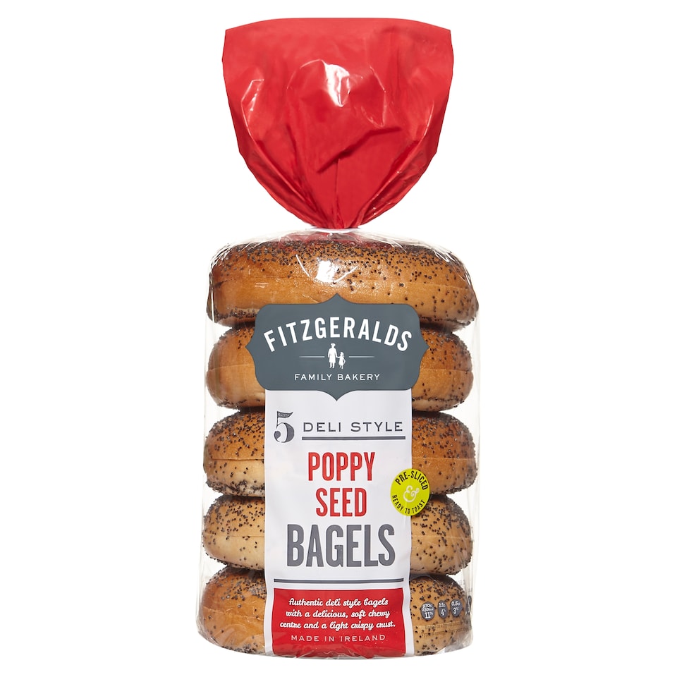 Fitzgeralds Poppy Seeded Bagels 425G