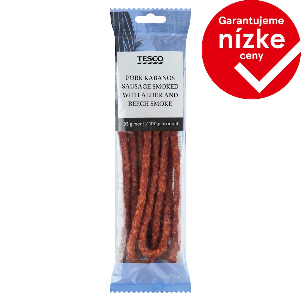 Tesco Pork Kabanos Sausage Smoked with Alder and Beech Smoke 120 g