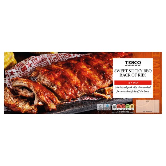 Tesco Tex Mex Sticky Bbq Rib Rack 460G Tesco Groceries