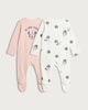 image 2 of Disney Minnie Mouse 2-Pack Cotton Blend Ribbed Sleepsuits in Pink