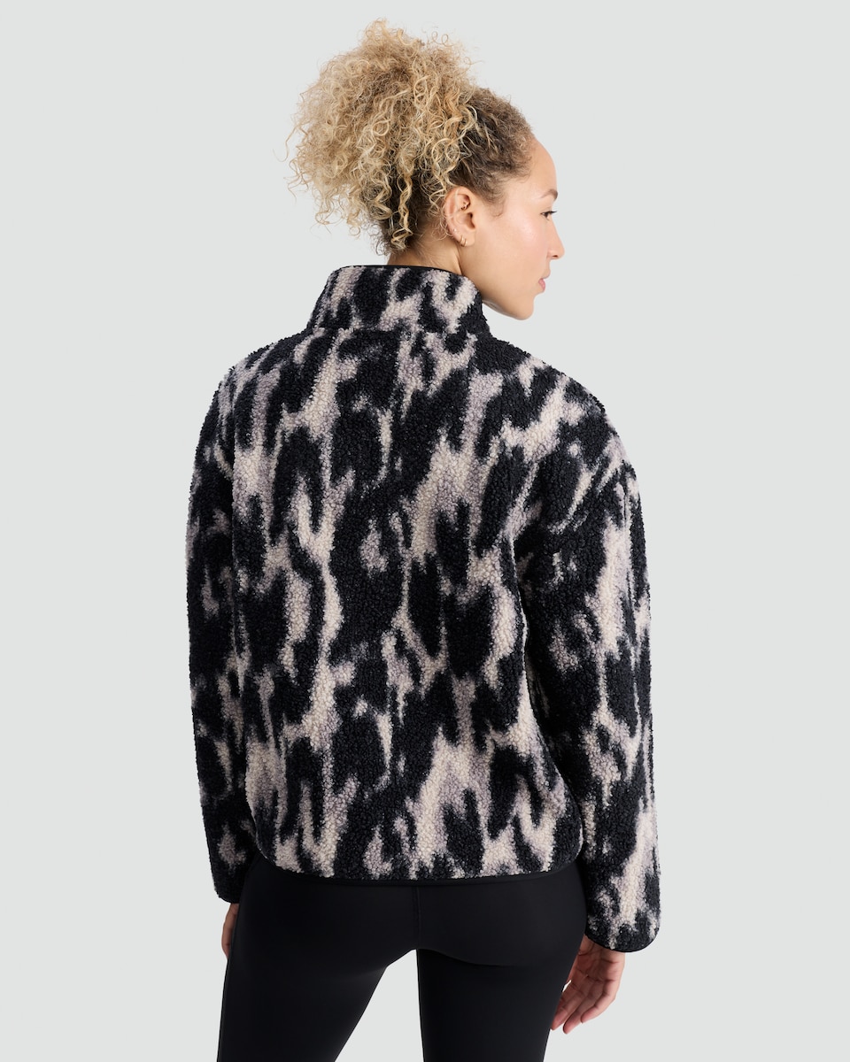 image 1 of F&F Active Fleece Textured Animal Print Jacket in Multi