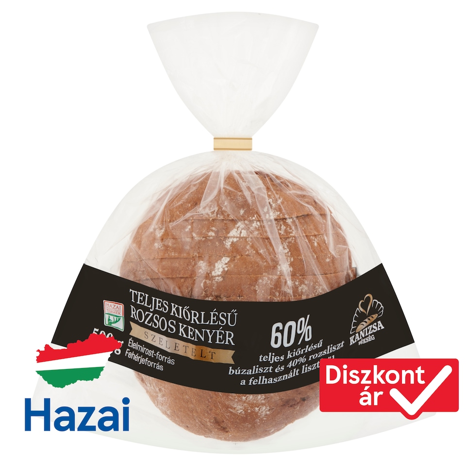 Kanizsa Pékség szeletelt teljes kiőrlésű rozsos kenyér 500 g