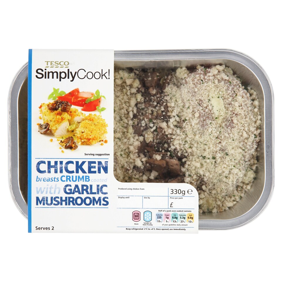 Tesco Garlic Mushroom Chicken Breasts 2 Pack 345G