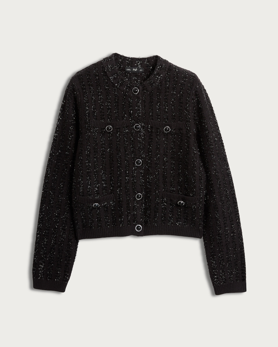 image 1 of F&F Textured Button Up Cardigan in Black