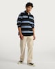 image 3 of F&F Pure Cotton Striped Long Sleeved Rugby Polo Shirt in Navy