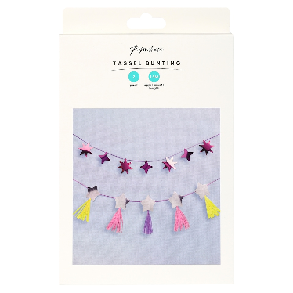 Paperchase Star Tassel Bunting 2 Pack 1.5 Metres