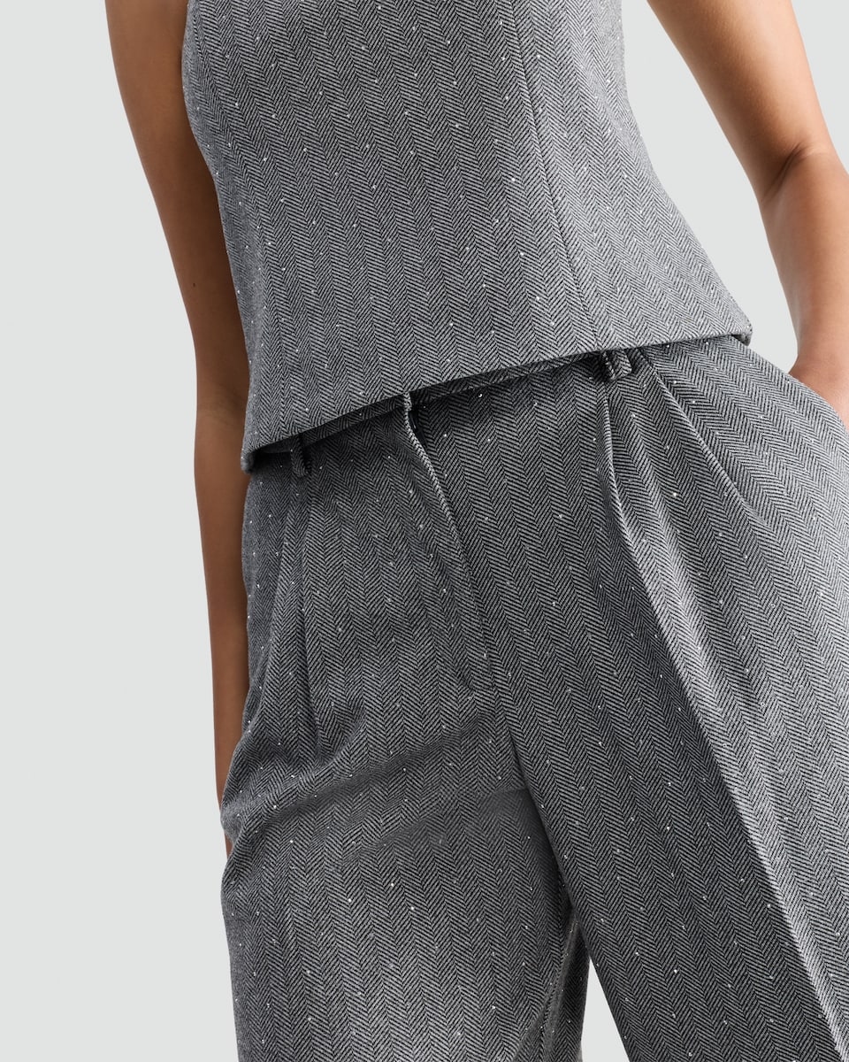 image 1 of F&F Herringbone Print Wide Leg Co-ord Trousers in Grey