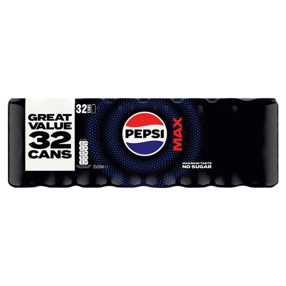 Pepsi Max No Sugar Cola Soft Drink 32 x 330ml