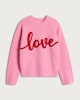 image 4 of F&F Girls Knitted Love Slogan Jumper in Pink