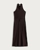 image 4 of F&F Satin Cowl Neck Sleeveless Midi Dress in Chocolate