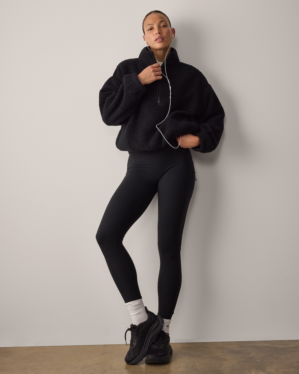image 1 of F&F Active Fleece Half Zip Jacket in Black