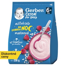 GERBER Cereal mliečna kaša malinová Dobrú noc 230 g