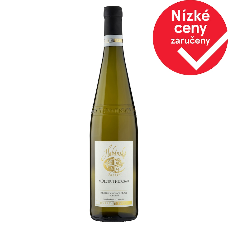 Habánské Sklepy Müller Thurgau jakostní víno odrůdové suché bílé 0,75l