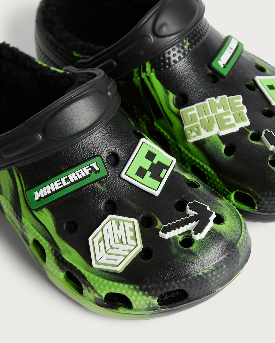 image 1 of Minecraft Creeper Clogs in Black