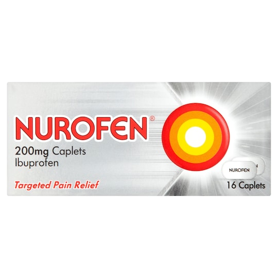 Nurofen Ibuprofen 200Mg Caplets 16 Pack Tesco Groceries