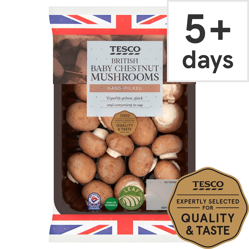 Tesco British Baby Chestnut Mushrooms 150g