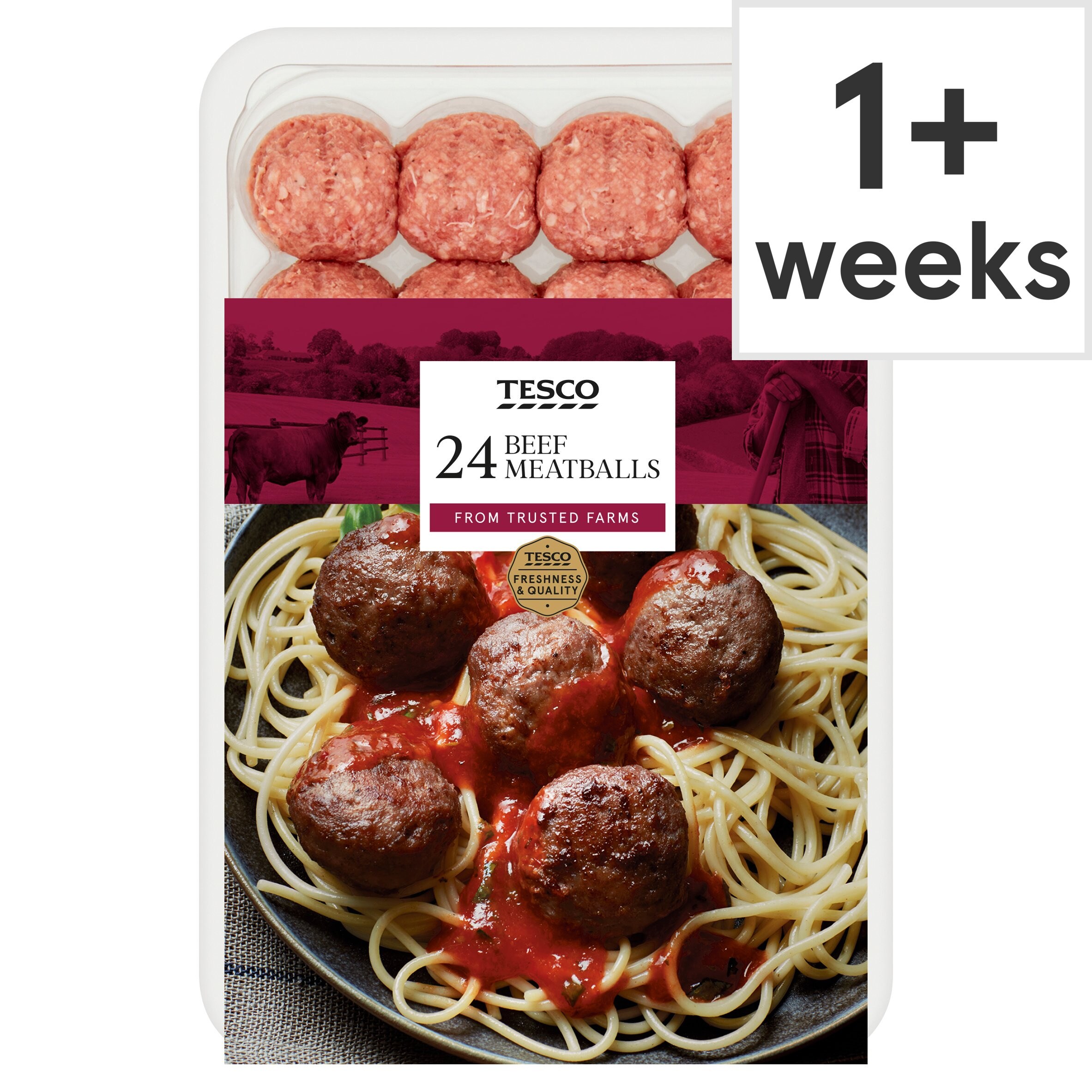Tesco 24 Beef Meatballs 672G - Tesco 