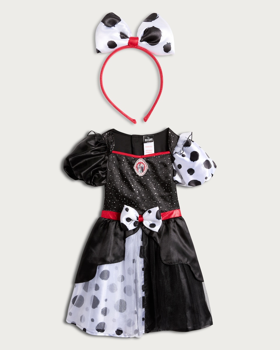image 1 of Disney Cruella de Vil Fancy Dress Costume in Multi Black White