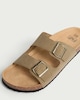 image 3 of F&F Double Buckle Footbed Sandals in Khaki