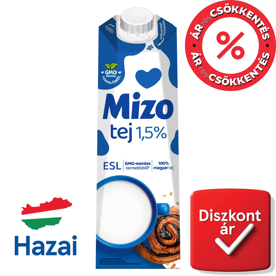 Mizo ESL Low Fat Milk 1,5% 1 l