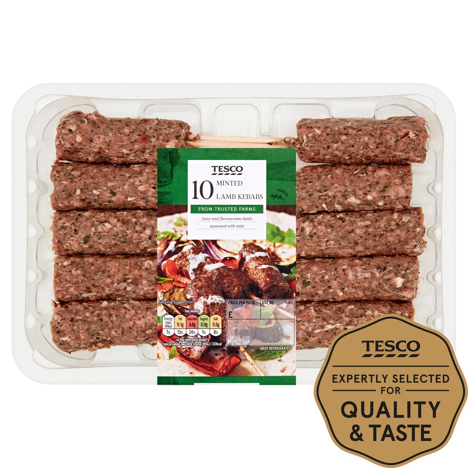 Tesco Bbq Minted Lamb Kebabs 400G