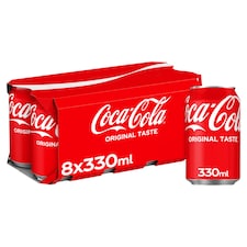 Coca-Cola Original Taste Soft Drink Cans 8 x 330 mL