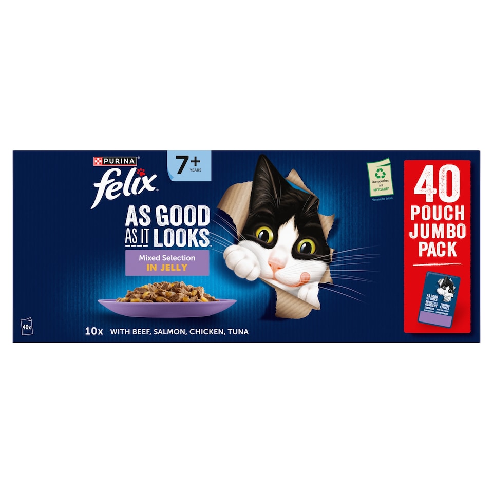 image 1 of Felix As Good As It Looks Senior 7+ Mixed in Jelly Wet Cat Food 40x85g 