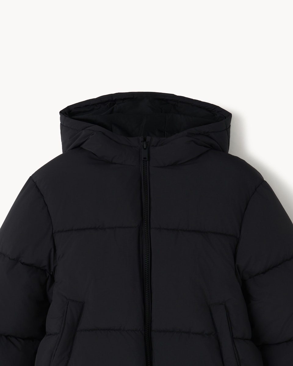 image 1 of F&F Girls Shower Resistant Hooded Padded Coat in Black