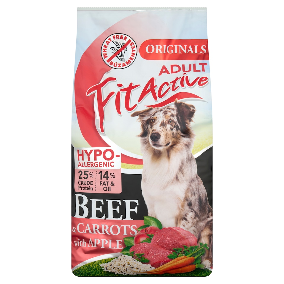 FitActive Originals Adult Hypoallergenic Beef & Carrots with Apple Complete Dry Food for Dogs 12 kg
