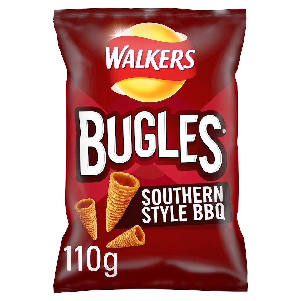 image 1 of Walkers Bugles Southern Style BBQ Sharing Bag Crisps 110g