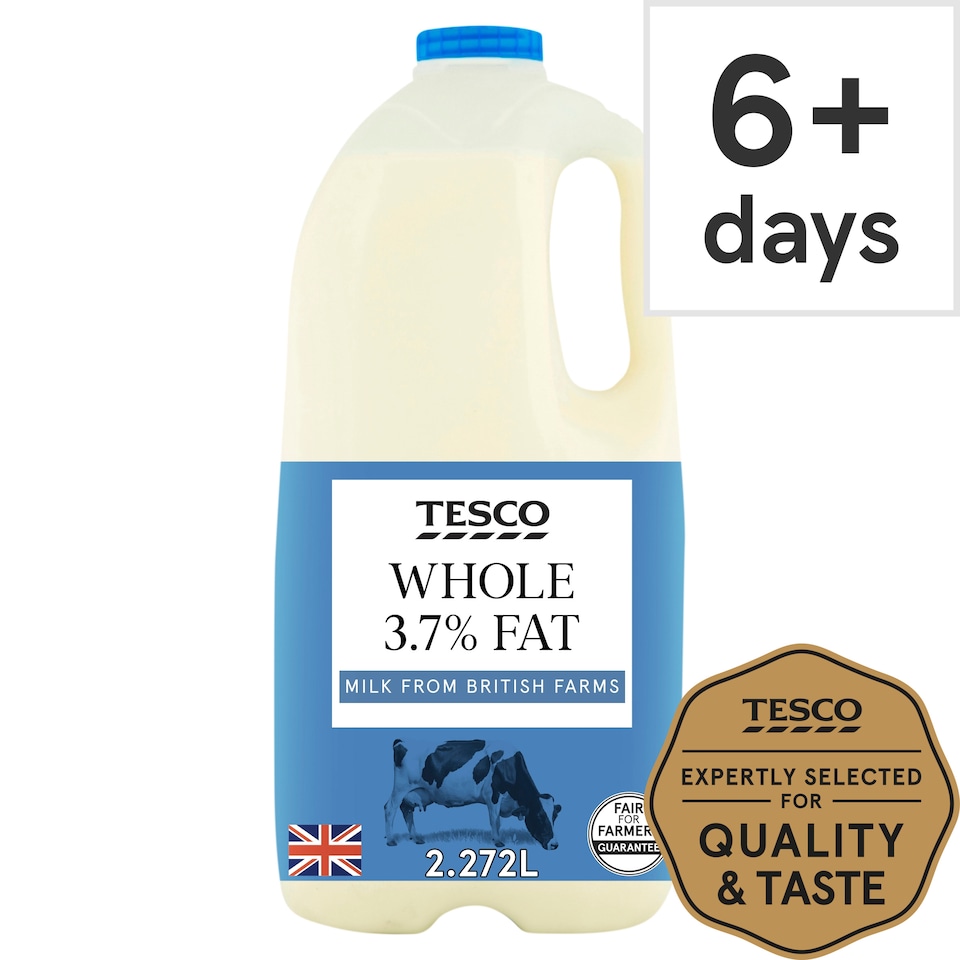 Tesco British Whole Milk 2.272L, 4 Pints
