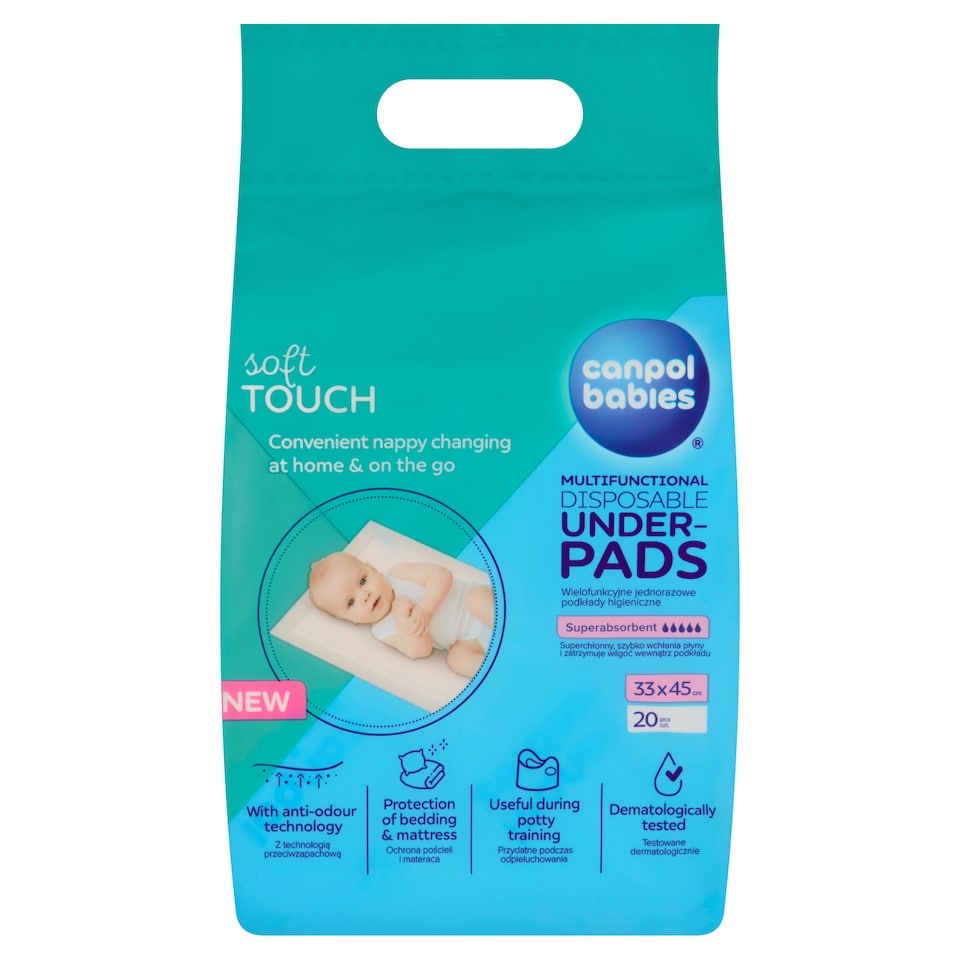 Canpol babies Soft Touch Superabsorbent Multifunctional Disposable Underpads 33 x 45 cm 20 pcs