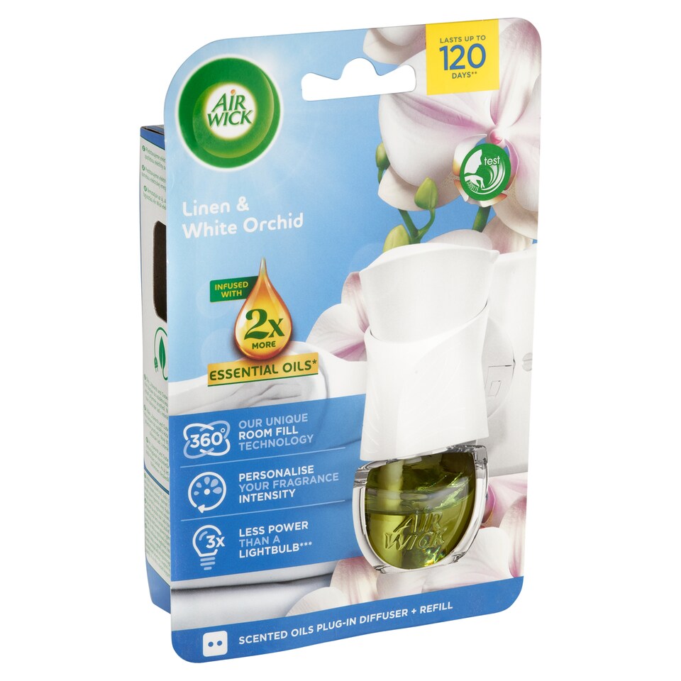 image 1 of Air Wick Scented Oils Plug-In Diffuser + Refill Linen & White Orchid 19ml