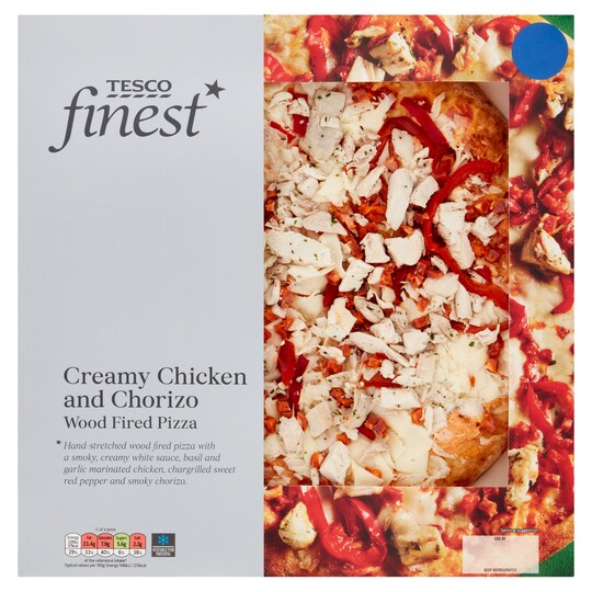 Tesco Finest Creamy Chicken & Chorizo Pizza 412G Tesco Groceries