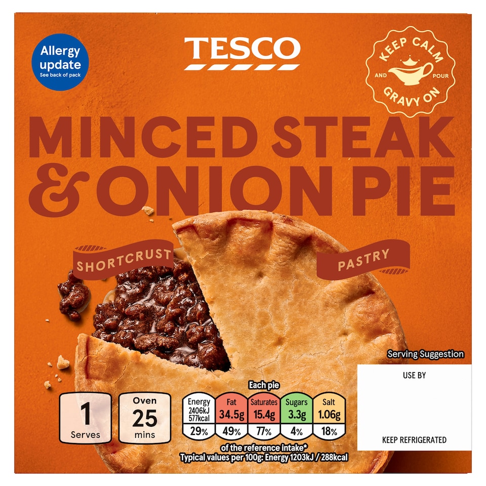 Tesco Minced Steak & Onion Shortcrust Pastry Pie 200G