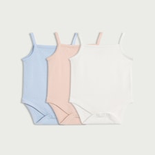 F&F Baby 3-Pack Pure Cotton Pointelle Sleeveless Bodysuits in Multi