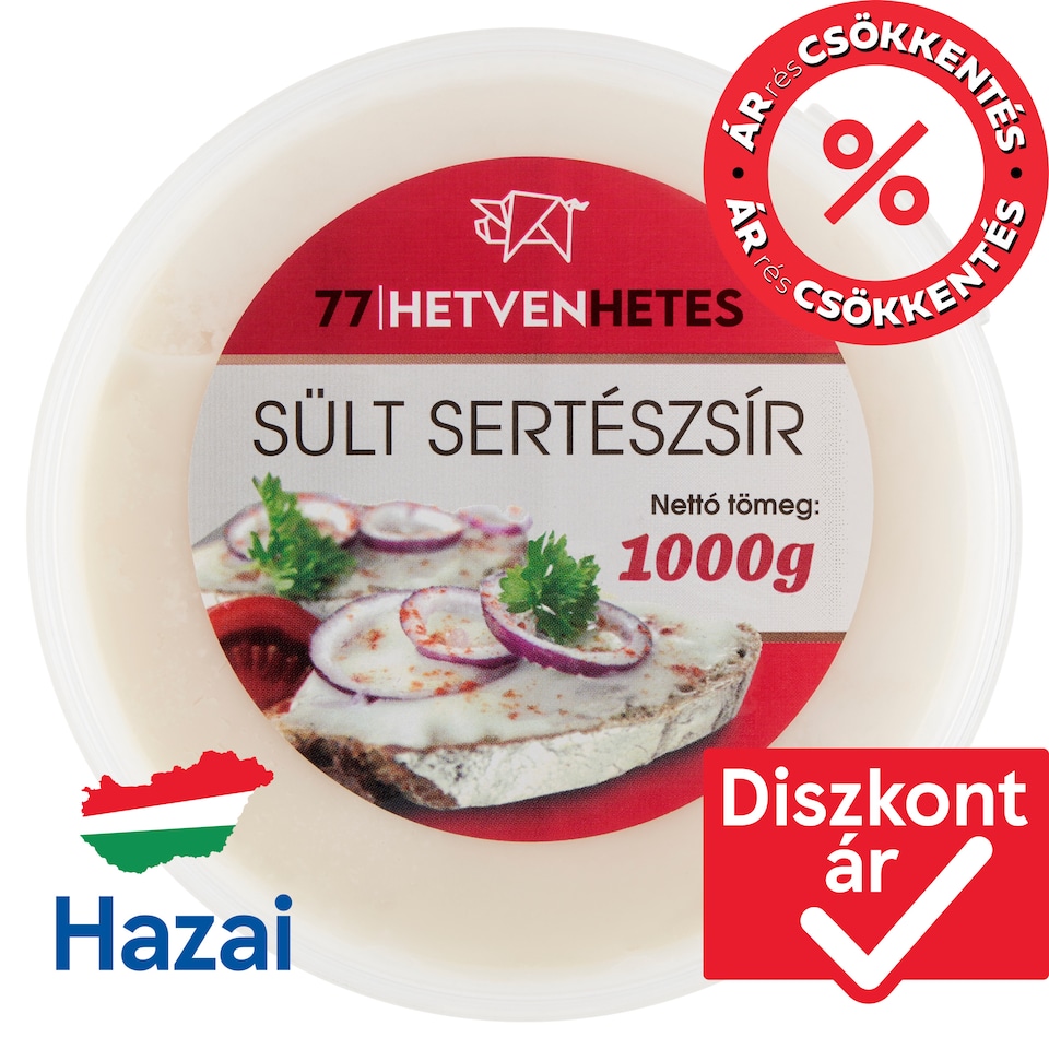 Hetvenhetes sült sertészsír 1000 g
