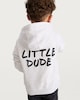 image 3 of F&F Boys Cotton Rich Little Dude Hoodie in Grey Marl