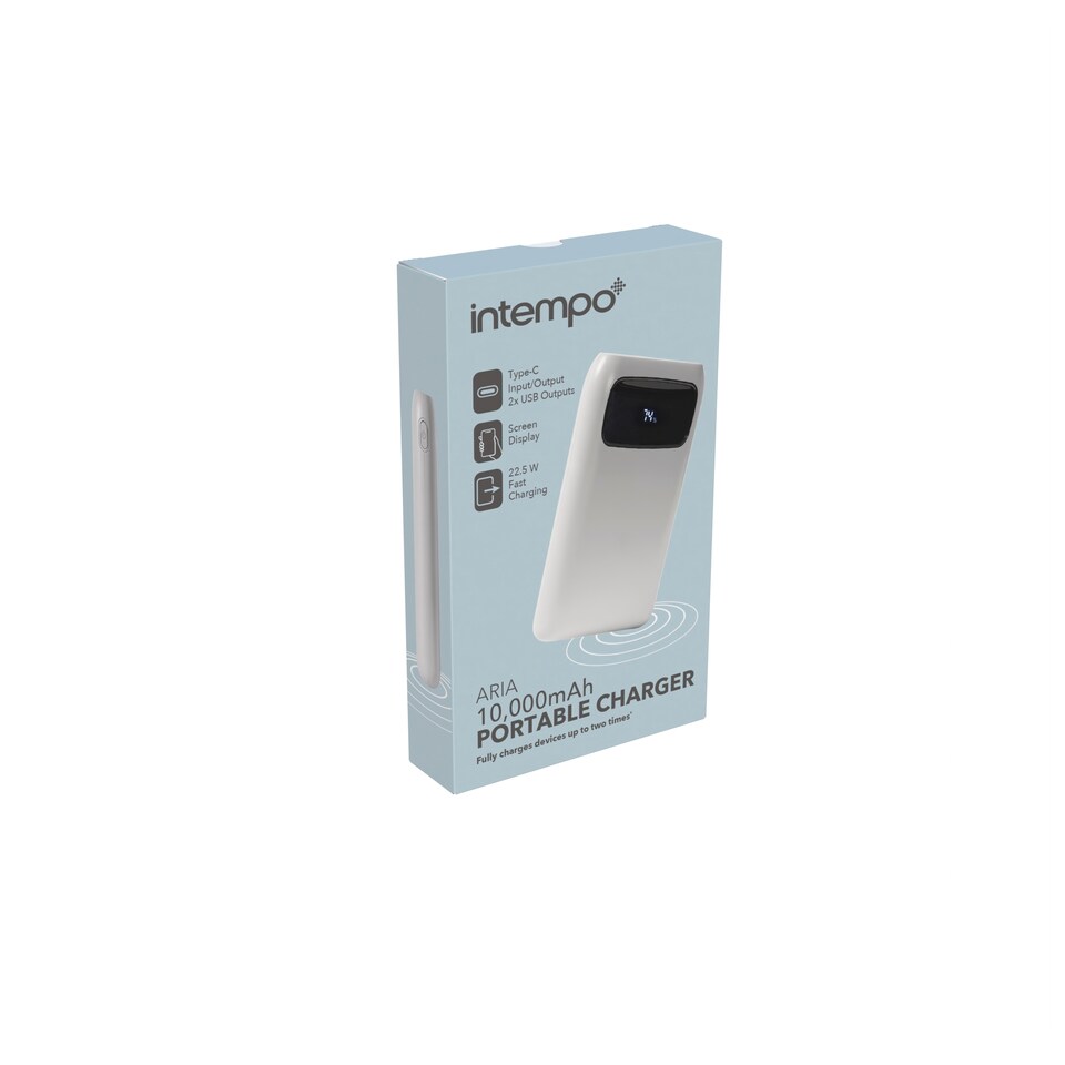 image 1 of Intempo Aria Grey Portable Charger with Window 10,000MAH