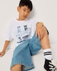 image 1 of F&F Boys Pure Cotton Printed T-Shirt in White