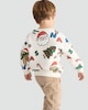 image 3 of F&F Boys Cotton Rich Christmas Motif Jumper in Cream